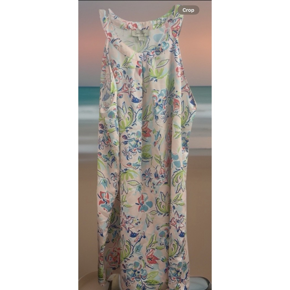 Charlie Paige Floral  Dress XL Pink Blue Tropical birds, sleeveless Mini New